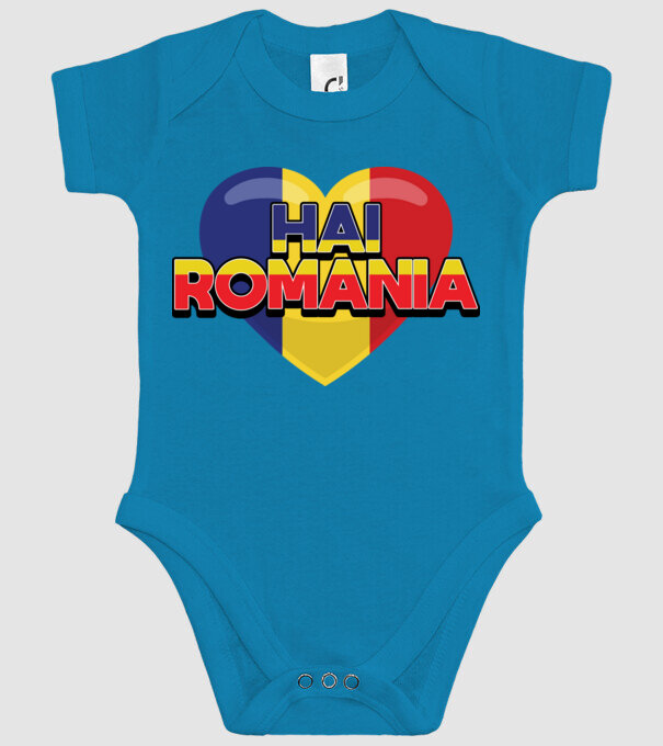 Romania heart model turcoaz pe tricou