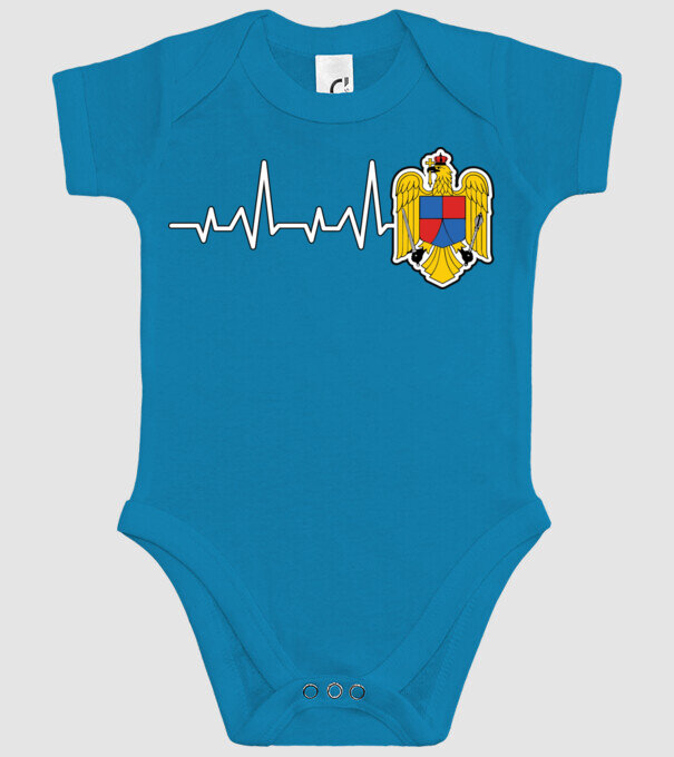 ROMANIA heartbeat model turcoaz pe tricou