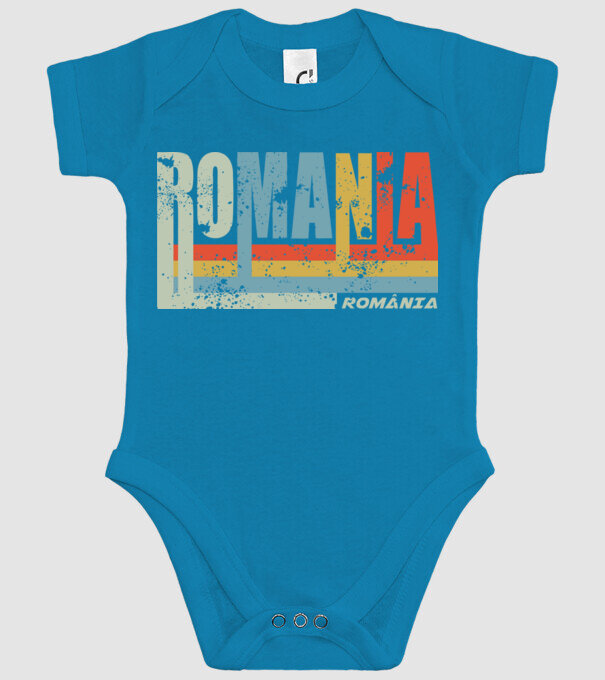 România retro model turcoaz pe tricou