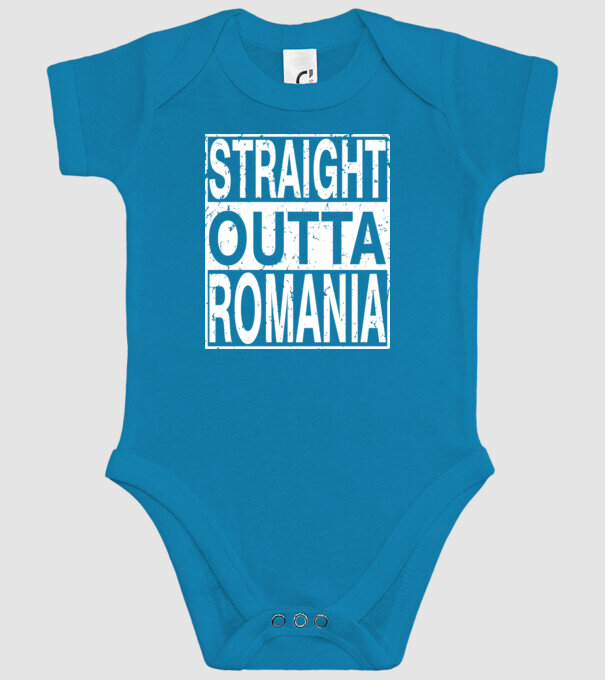 România straight outta model turcoaz pe tricou
