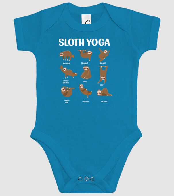 Sloth yoga model turcoaz pe tricou