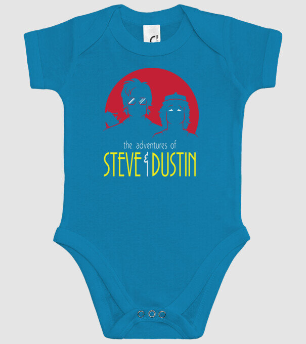 steve and dustin model turcoaz pe tricou