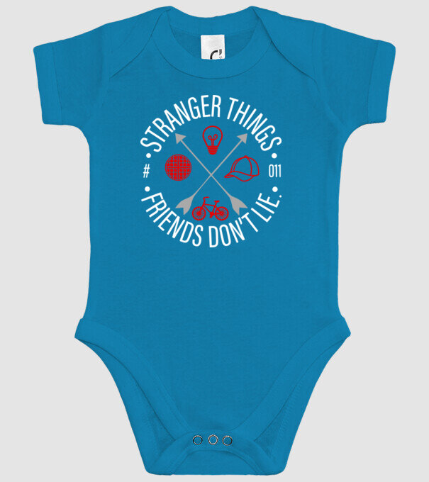 stranger things friends dont lie model turcoaz pe tricou