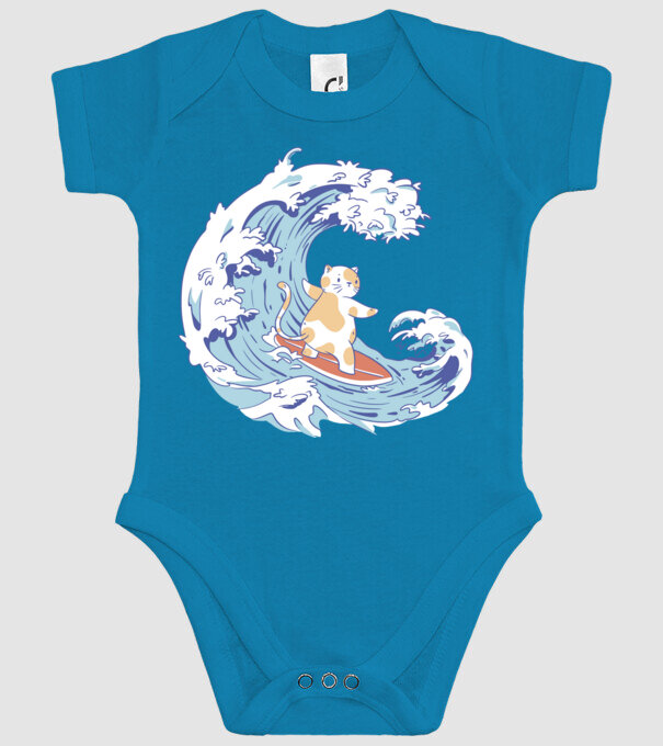 Surfer kitty model turcoaz pe tricou