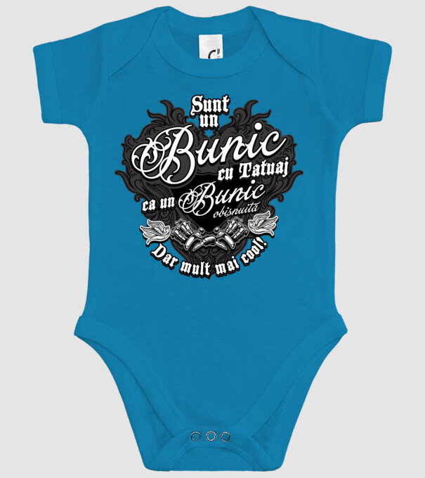 Sunt un bunic cu tatuaj, ca un bunic obișnuit, dar mult mai cool! model turcoaz pe tricou
