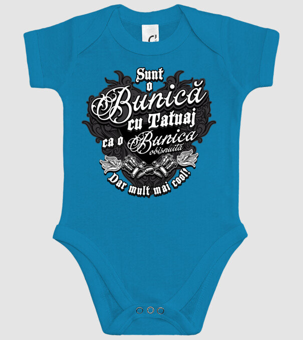 Sunt o bunică cu tatuaj, ca o bunică obișnuită, dar mult mai cool! model turcoaz pe tricou