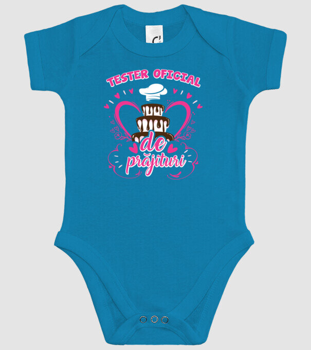 tester oficial de prăjituri model turcoaz pe tricou