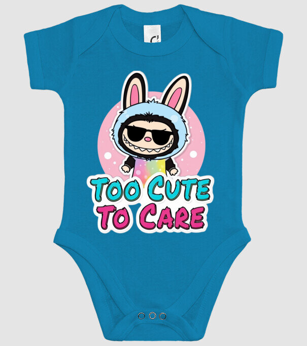Too cute to care model turcoaz pe tricou