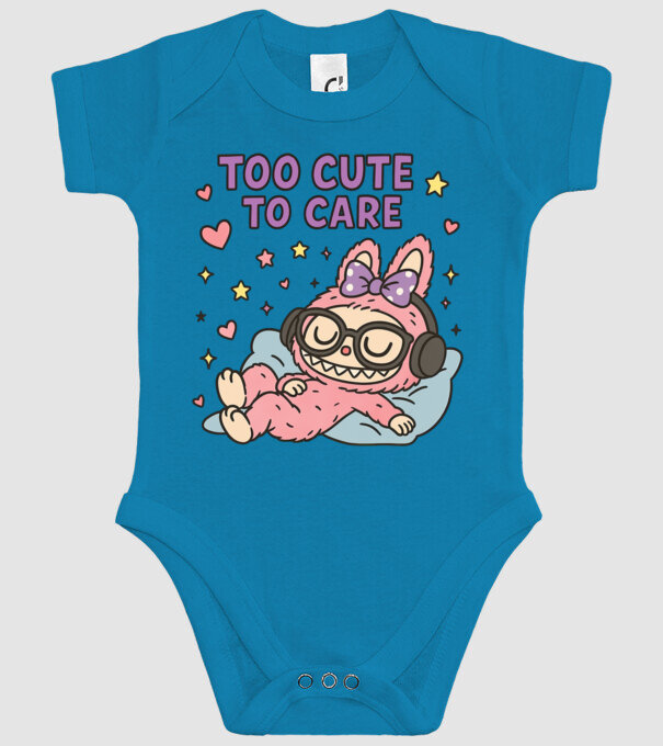 Too cute to care model turcoaz pe tricou