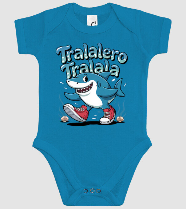 Tralalero Tralala drăguț model turcoaz pe tricou