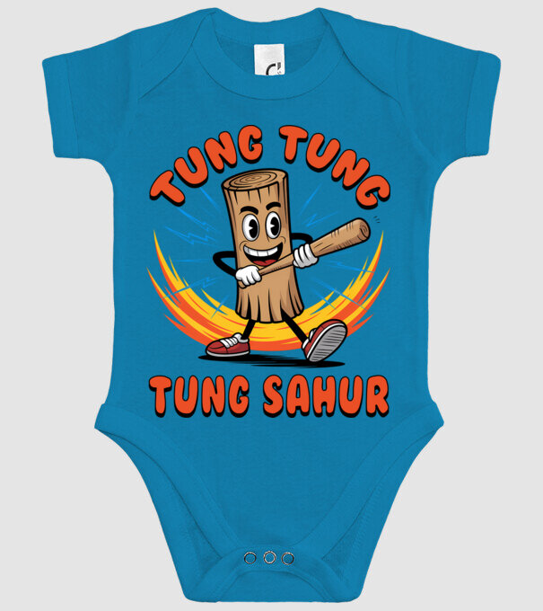 Tung Tung Tung Sahur drăguț model turcoaz pe tricou