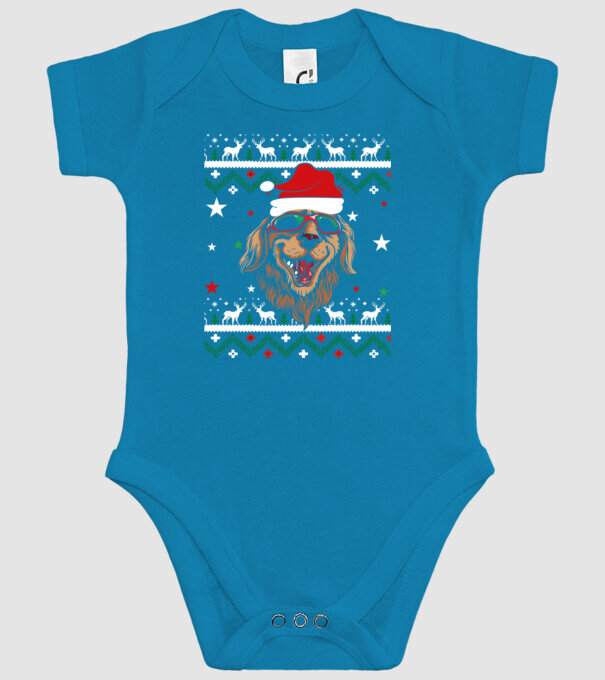 Ugly sweater dog model turcoaz pe tricou