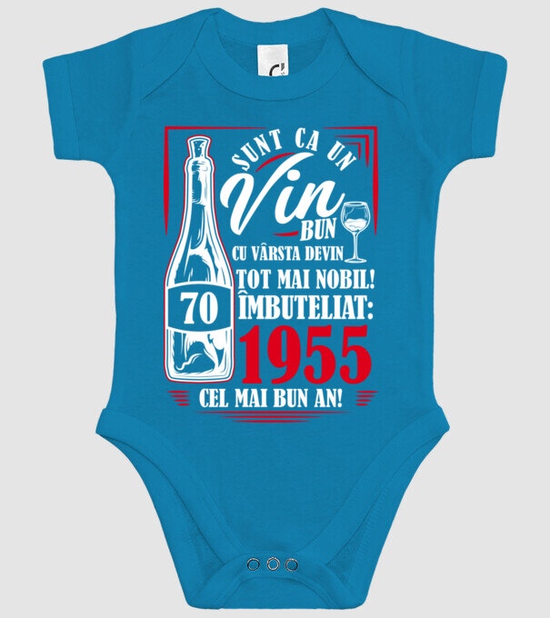 Un Vin Bun 1955 - Negru model turcoaz pe tricou