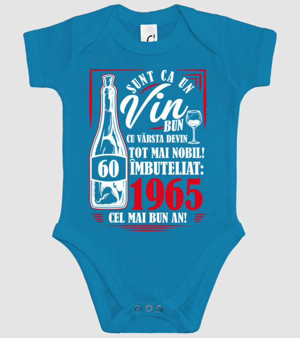 Un Vin Bun 1965 - Negru model turcoaz pe tricou