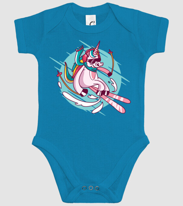 Unicorn ski model turcoaz pe tricou