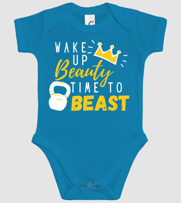 Wake Up Beauty Time To Beast model turcoaz pe tricou