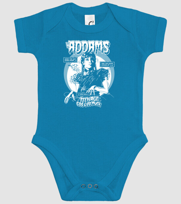 WEDNESDAY ADDAMS TEENAGE GOO GOO MUCK model turcoaz pe tricou