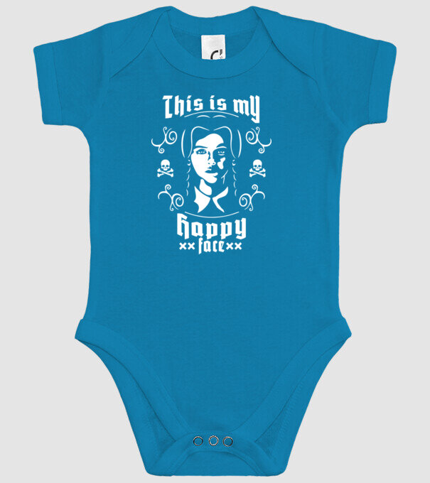 WEDNESDAY This is my happy face model turcoaz pe tricou
