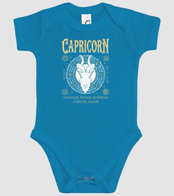 Zodiac femeie CAPRICORN golden model turcoaz pe tricou