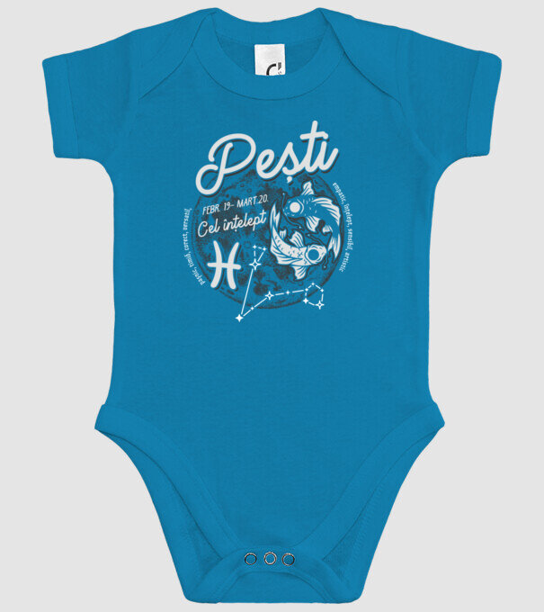 Zodiac bărbat PEȘTI retro model turcoaz pe tricou