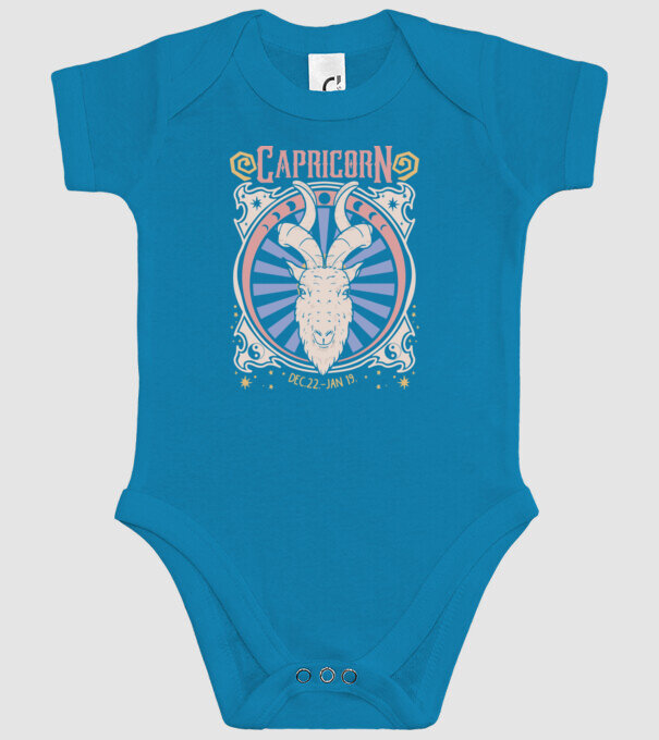 Zodiac Vintage CAPRICORN model turcoaz pe tricou