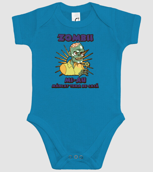 Zombii mi-au mâncat tema de casă model turcoaz pe tricou