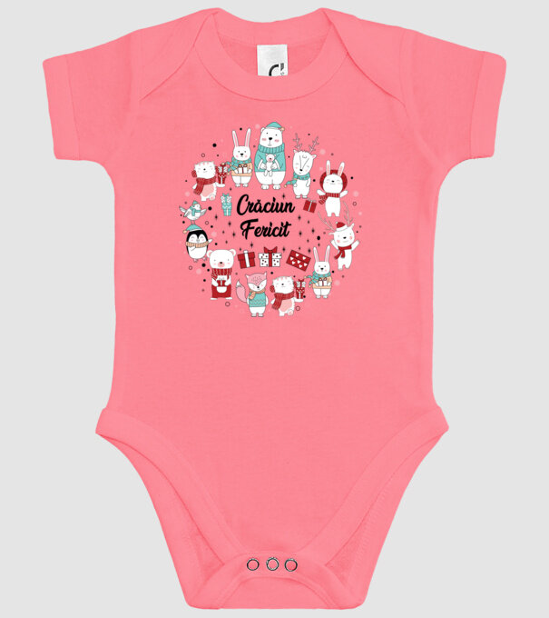 Crăciun Fericit model roz pe tricou