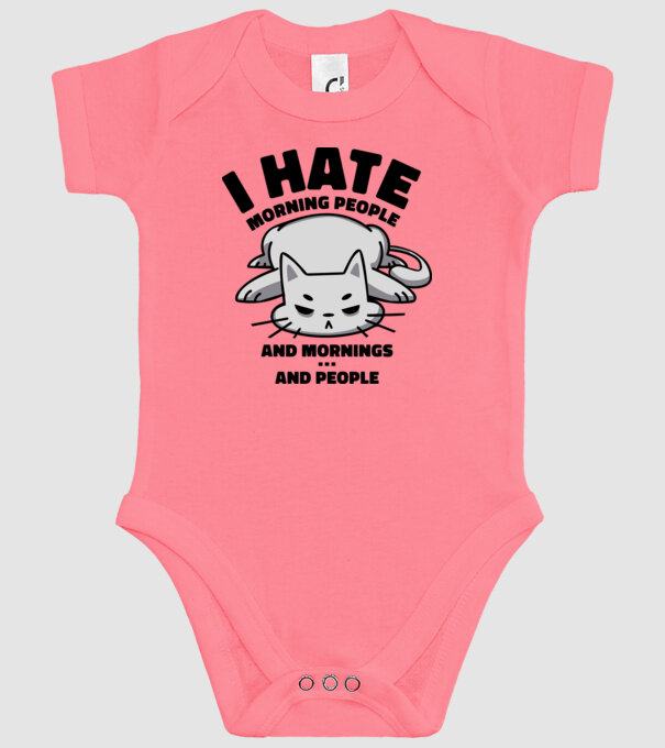 I hate morning people antisocial cat model roz pe tricou