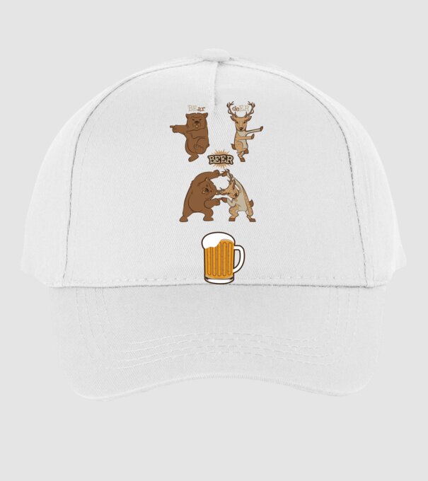 Bear deer beer model alb pe tricou