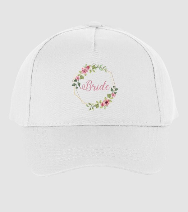 BRIDE pink floral model alb pe tricou