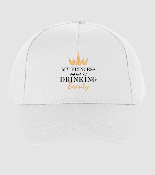 Drinking beauty gold model alb pe tricou