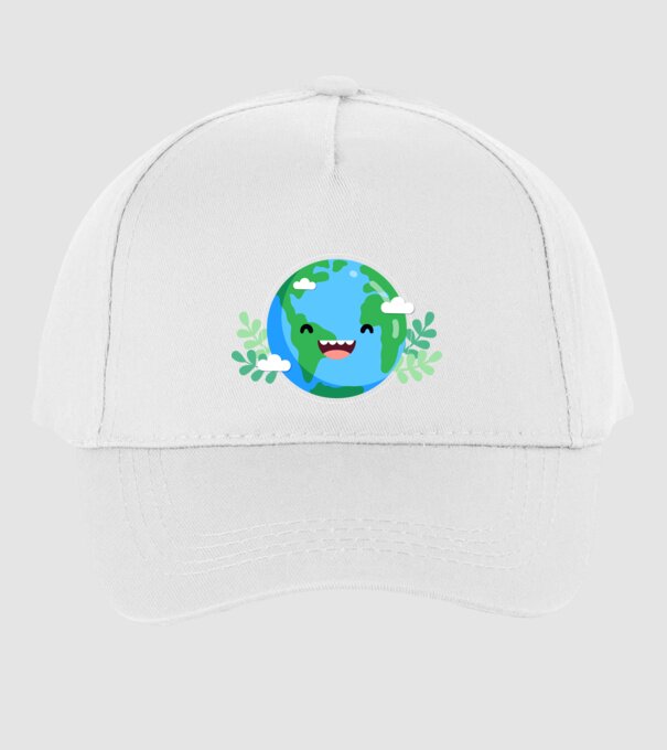 Earth smiley model alb pe tricou