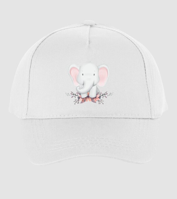 Elefant cu flori model alb pe tricou
