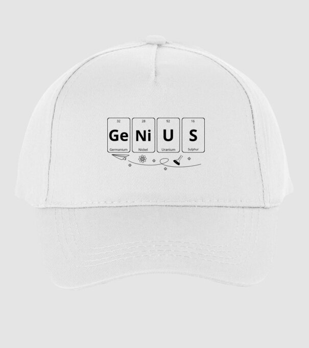 Genius periodic model alb pe tricou