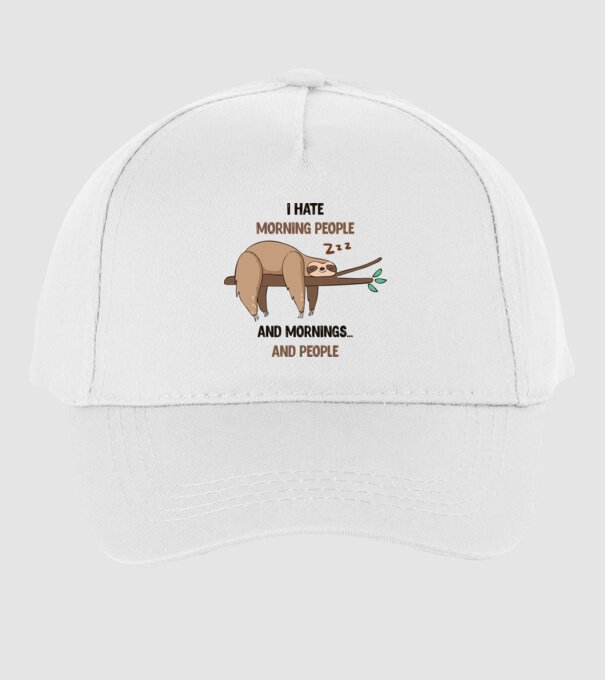 I Hate morning people and mornings and people leneș model alb pe tricou