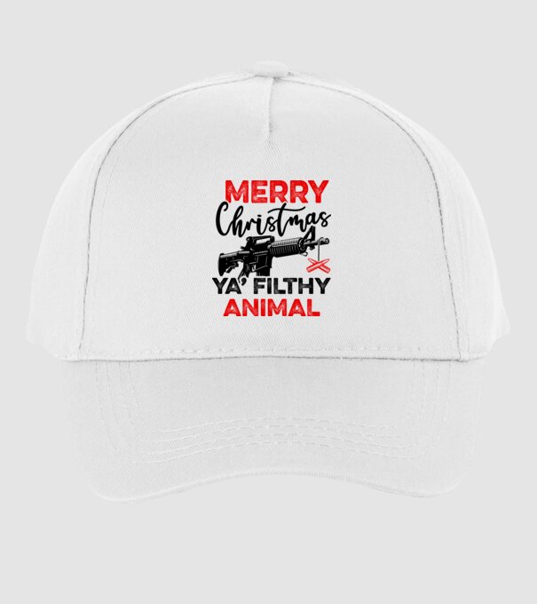 Merry Christmas Ya Filthy Animal model alb pe tricou