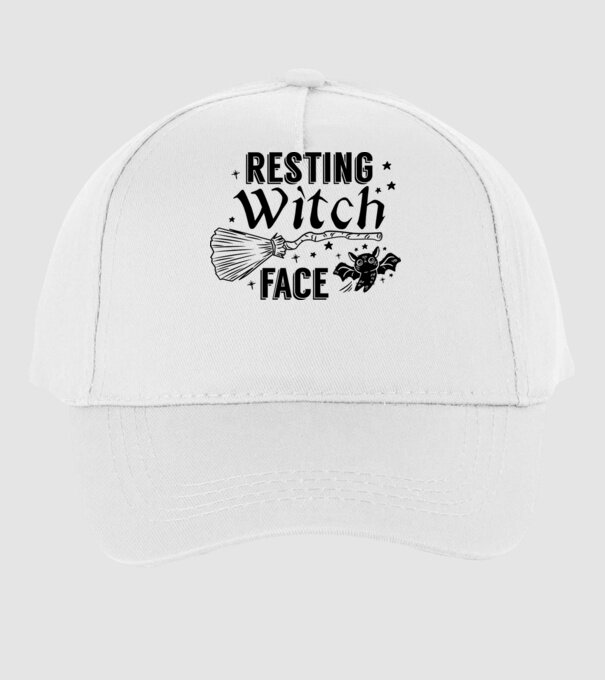 Resting Witch face model alb pe tricou