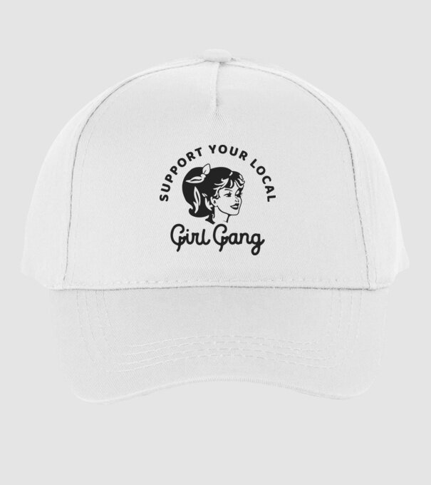 Support your local girl gang pe fond alb -01 model alb pe tricou