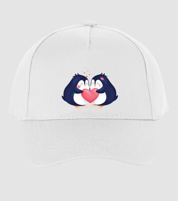 PINGUIN ÎNDRĂGOSTIT model alb pe tricou