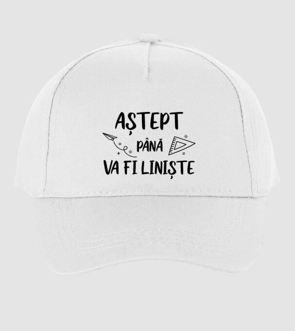 Aștept până va fi liniște model alb pe tricou