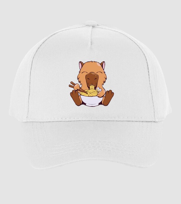 Capibară Ramen model alb pe tricou