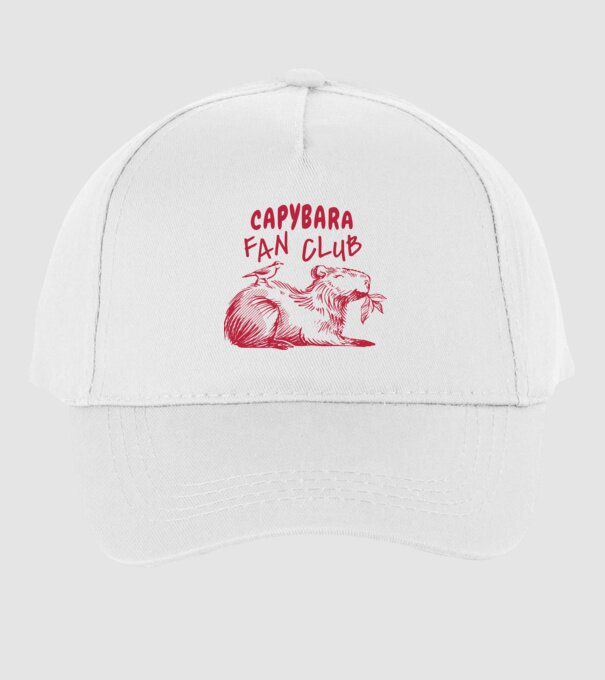 Capybara fan club model alb pe tricou