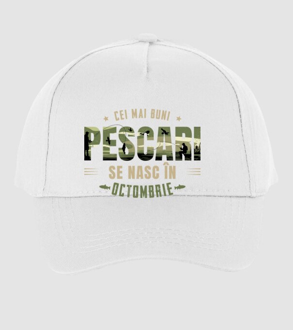 Cei mai buni pescari se nasc în octombrie model alb pe tricou