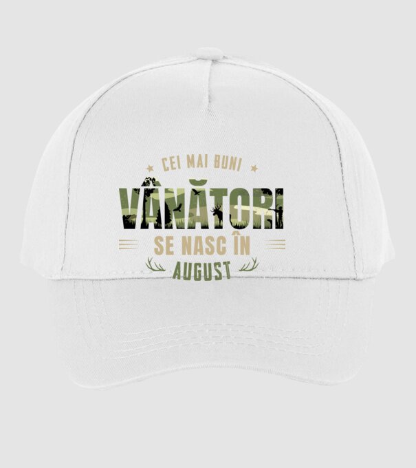 Cei mai buni vânători se nasc în august model alb pe tricou