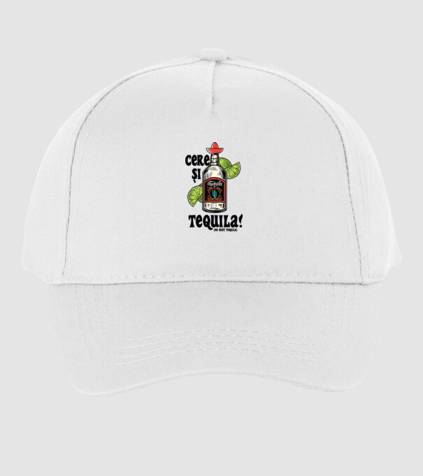 cere și tequila! (eu sunt tequila) model alb pe tricou