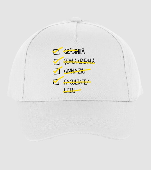 Cheklist educație - Facultate alb model alb pe tricou