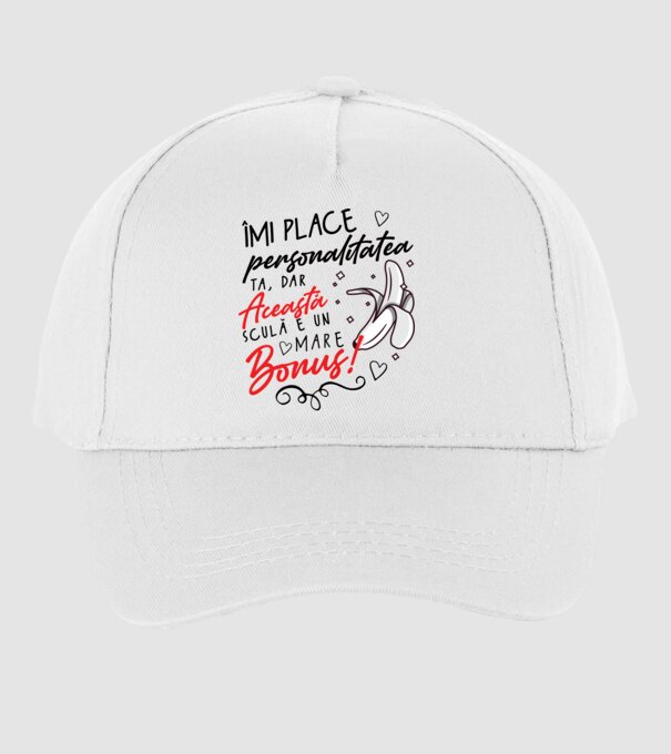 Dar această sculă e un mare bonus! model alb pe tricou