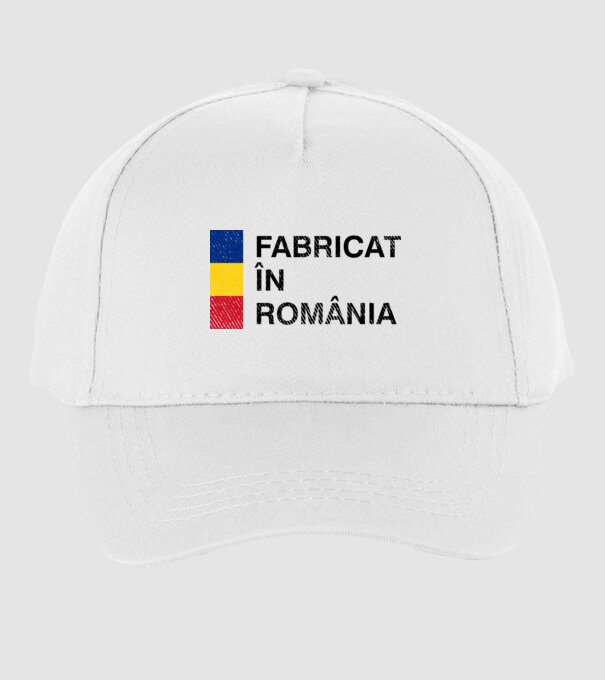 Fabricat în România model alb pe tricou