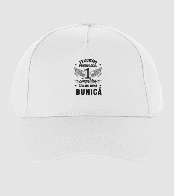Felicitări pentru locul 1 în competiția Cea mai bună bunică! model alb pe tricou