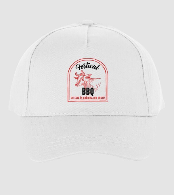Festival BBQ - cu tata în grădina din spate! model alb pe tricou